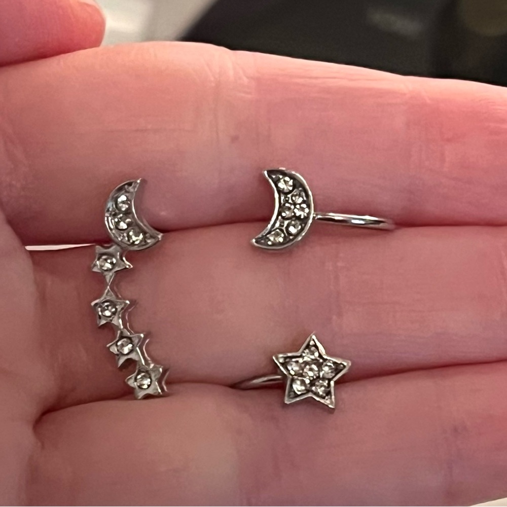 3 Pc Rhinestone Ear Climber - Picture 3 of 4
